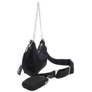 Prada Black Saffiano 2005 Shoulder Leather ReEdition Bag Chain